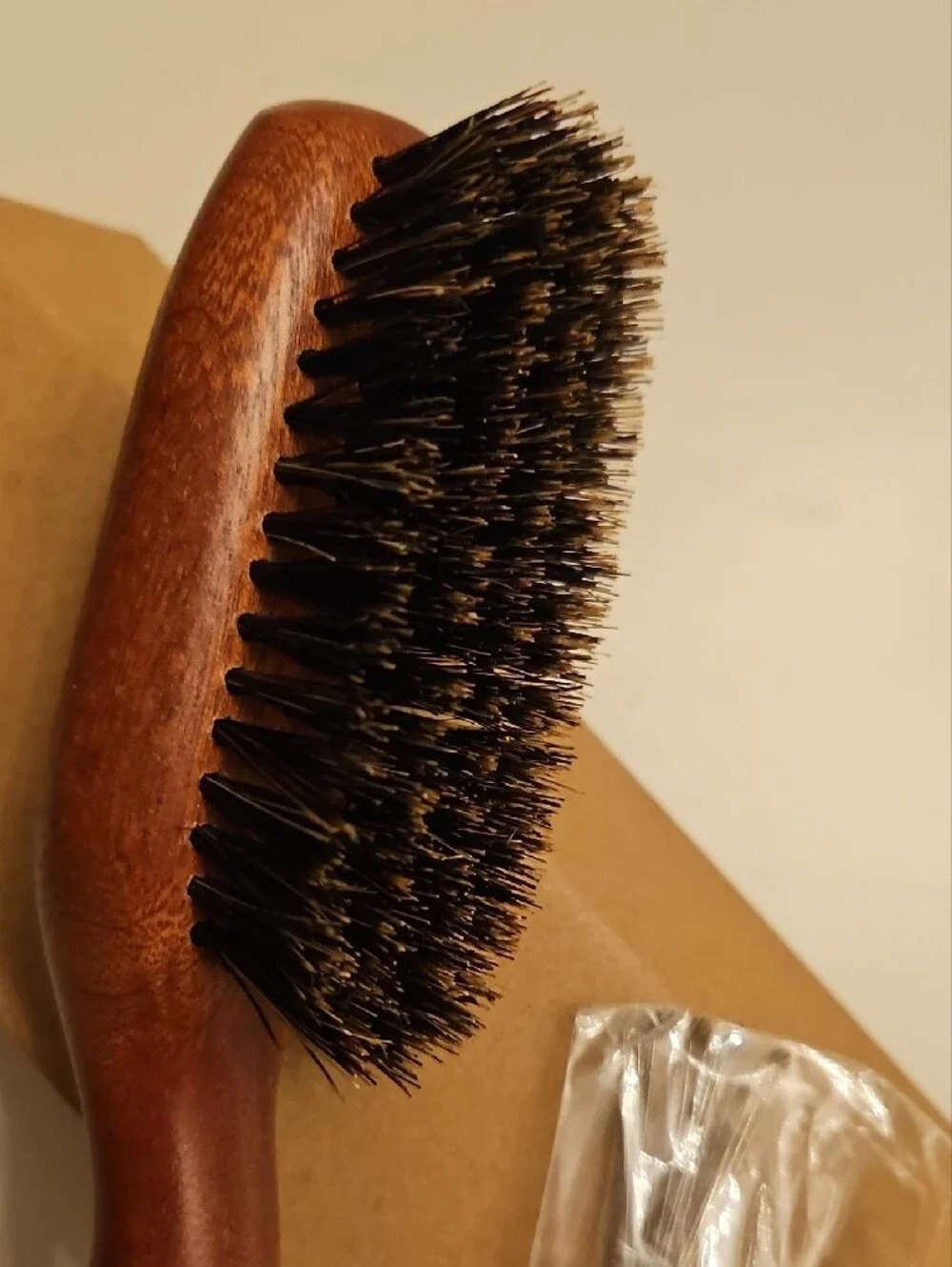 Mens Round Wooden Boar Bristle Hair and Beard Grooming Brush - New in Box